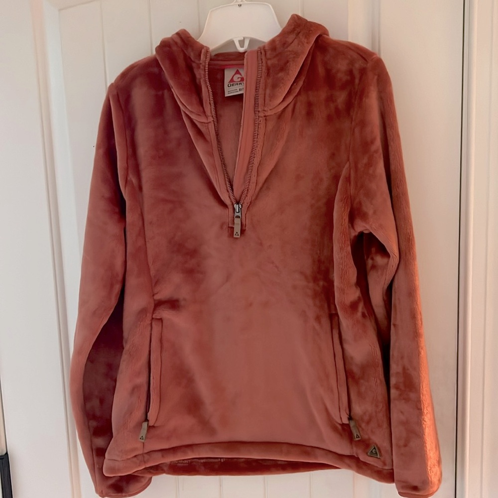 Gerry Weber Warm Rust Fleece 3/4 zip Hoodie Size M